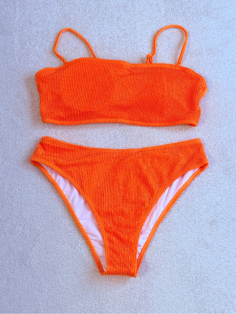 Shein Neon Orange Textured Bikini Set XL size 14 new with tags!